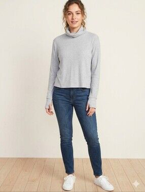 Old Navy Ultralite Go Dry Turtle Neck Gray With Thumb Holes Size XL Women's